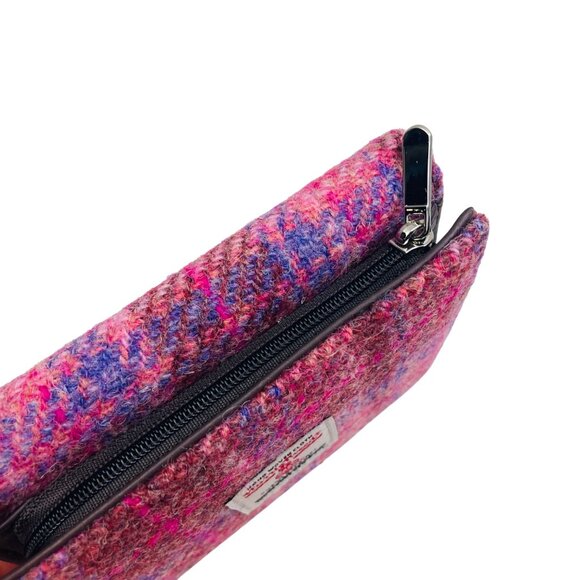 Glen Appin of Scotland Harris Tweed Pink Purple Plaid Wool Wallet Zip Coin Purse - Picture 5 of 5